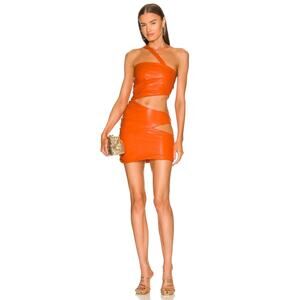 Michael Costello x REVOLVE Kolt Mini Dress Faux Leather Party Evening Sexy L